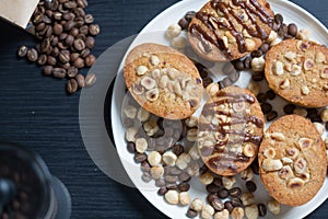 Plate of hazelnut and coffee cakes