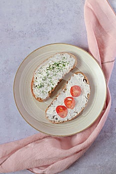A Scandinavian breakfast with cream cheese photo