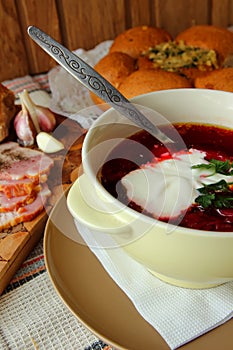 A plate of hot borscht