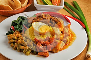 Plate of indonesian food