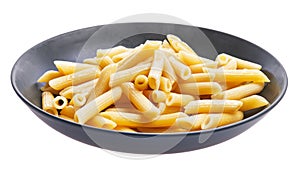 Plate of italian macaroni pasta isolated over white background