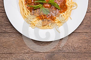 Plate of Italian spaghetti