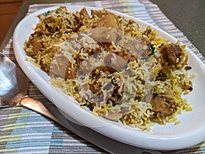 A plate of Jackfruit  Biryani