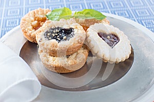 Plate of Jelly cookies fruit jam