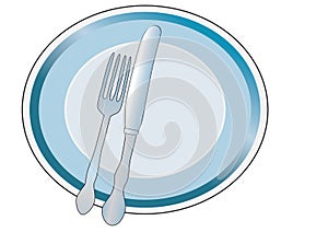 Plate with knife and fork