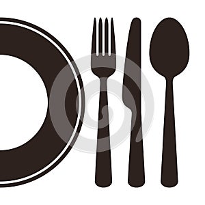 Plate, knife, fork and spoon photo