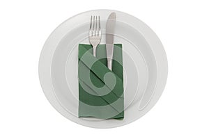 Plate with knife, fork and table napkin