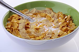 Plate of krispy with milk closeup