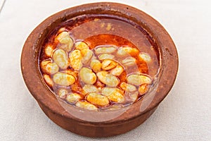 Kuru fasulye white beans cooked in a spicy tomato sauce in Turkey