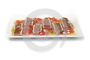 Plate with laminated red tuna photo