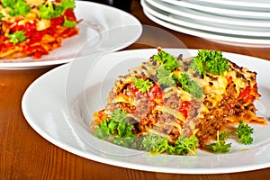 Plate with lasagne