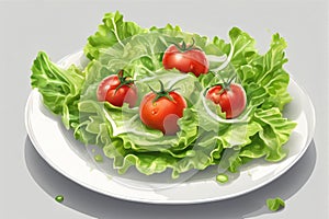 plate of lettuce and tomatoes
