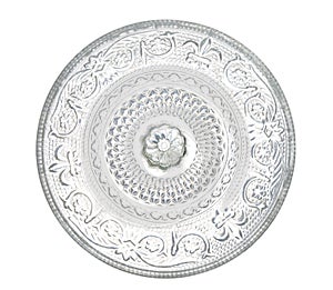 Plate made of transparent glass with patterns.