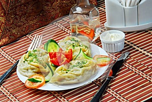 Plate with manta rays on the table