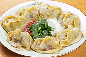 Plate with manta rays on the table.