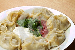 Plate with manta rays on the table.