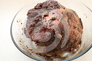 Plate with marinated beef shank