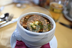 Plate with meat halophyte