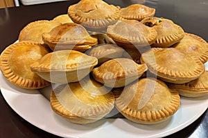 plate of meat pies, each in different size and shape