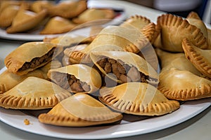 plate of meat pies, each in different size and shape