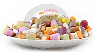 Plate of mixed sweets with teeth