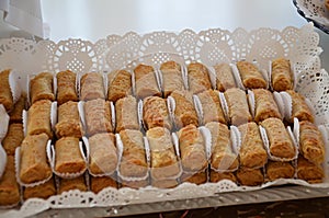 Plate of moroccan butter biscuits on white background.