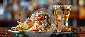 Plate of Nachos and Glass of Beer