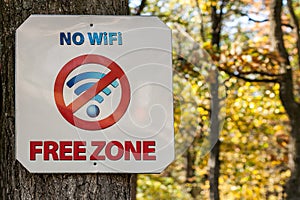 The plate of No Wi-Fi free zone, the sign