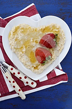 Plate of nutritious and healthy cooked breakfast oats