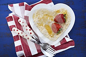 Plate of nutritious and healthy cooked breakfast oats