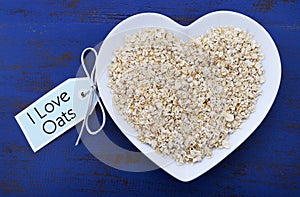 Plate of nutritious and healthy oat flakes