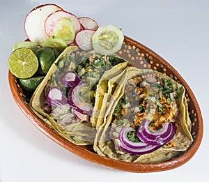 Plate of original Mexican carnitas tacos photo