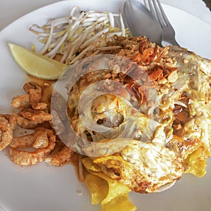 Plate of Pad Thai or phat Thai