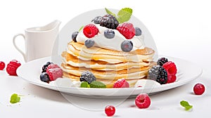 plate pancakes white background