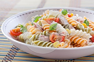 Plate of pasta salad