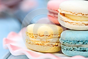 Plate of Pastel Colored Macarons