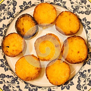 A plate of pastÃ©is do Egipto (cakes from Egypt), traditional Portuguese sweets