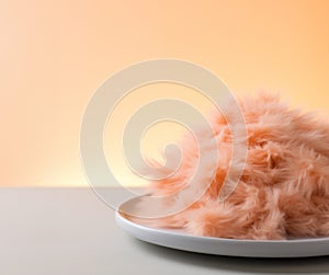 Plate with peach Fuzz Fluff, soft peach fur with silky warmth