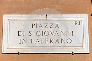 Plate Piazza San Giovanni in Laterano Roma Italy Targa