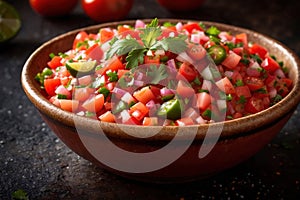 Plate of pico de gallo salsa, vegetarian salad sauce cuisine dish photo