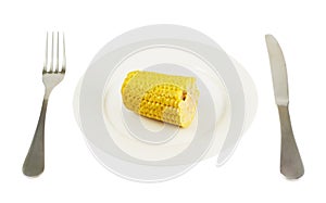 Plate with a piece of cornstick isolated