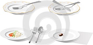 Plate with plug, knife, spoon, rice and cockroach