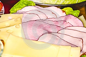 Plate of pork sliced ham