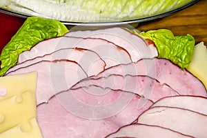 Plate of pork sliced ham
