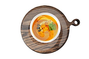 Plate of pumpkin soup