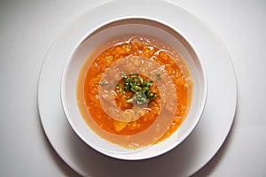 Plate of pumpkin soup