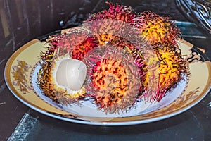 Plate of rambutan