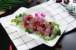A plate of raw beef
