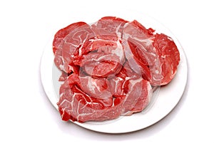 A plate of raw stewing steak