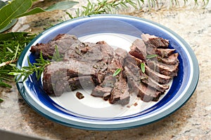 A plate of real elk meat, unique dish